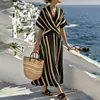 Otoño 2026 Nueva Ropa de Mujer Estilo Casual Europeo y Americano Transfronterizo Vestido de Rayas Largas Holgado con Cuello en V