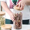 Pote de Chá de Vidro com Tampa, Tamanhos Grande e Pequeno, Recipiente Transparente para Armazenamento de Grãos e Alimentos