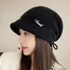 Gorro de Tricô para Mulheres, Cor Sólida Outono e Inverno, Gorro Slouchy, Novo Gorro Quente Pulôver, Gorro de Lã Branco para Proteger as Orelhas ao Ar Livre