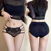 Calcinhas de Renda Vazada Estilo Pure Lust Estampa de Leopardo Sem Costura Algodão Virilha Alta Elasticidade Cintura Média Respiráveis Sexy