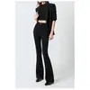 ¡Pantalones Negros de Supermodelo! Nuevos Pantalones Acampanados de Mezclilla Elásticos en Cuatro Direcciones para Otoño e Invierno, Nuevos Pantalones Largos Versátiles Adelgazantes de Cintura Alta 509
