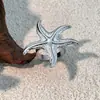 Anillo de Acero Inoxidable con Forma de Estrella de Mar de Moda Europea y Americana, Joyería de Acero de Titanio que No se Desvanece, Anillo de Diseño de Lujo Ligero de Nicho, Accesorios Transfronterizos