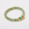 Pulseira de Jade Hetian Natural com Contas para Mulheres, Sino de Prata S925, Pedra Preciosa Turquesa, Contas de Oração Budistas, Joias, Atacado