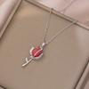Collar para Mujer, Colgante Creativo de Flor de Zirconia en Forma de Corazón, Diseño Nicho, Cadena Versátil para Clavícula, Joyería de Moda para Mujer