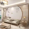 Papel tapiz de pared de fondo de TV con flores y pájaros Zen chino estilo de lujo ligero sala de estar sofá rejilla tridimensional tela de pared Papel Tapiz en Vivo