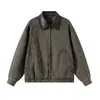 "Zhu Fan Washed" Chaqueta de trabajo retro americana desgastada, chaqueta de caza casual holgada de gran tamaño para hombre de otoño