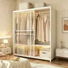 Guarda-Roupa de Aço para Quarto de Casa Guarda-Roupa de Porta de Correr Montagem Nova Cabideiro de Metal Armário para Guardar Roupas Armário de Armazenamento