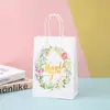 Bolsas de Papel Kraft al por Mayor, Bolsas de Regalo con Asa Estampado de Flores Caliente, Bolsas de Regalo Navideñas, Bolsos de Empaque