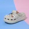 Sapatos com Orifícios para Cachorro Estilo Puff Pai e Filho para Mulheres, Novas Sandálias de Praia Eva de Verão para Exterior com Sensação Macia e Acolchoada, Chinelos Fechados para Mulheres