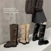 Fivela de cinto estilo doce e cool~3,5 cm Botas longas francesas francesas emagrecedoras 2026 Outono versátil botas de combate de garota popular mulheres