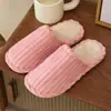 Pantuflas de Algodón con Felpa para Otoño e Invierno para Mujer, Zapatos de Algodón Cálidos de Felpa Suave con Suela Gruesa Antideslizante para Interior del Hogar para Hombre