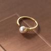 Nalan Plata Esterlina S925 Diamante Perla Sintética Anillo Abierto Diseño Lujo Accesible Estilo Ins Joyería de Mano R01016