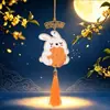Novo Festival Chinês do Meio do Outono Coelho de Desenho Animado Etiqueta de Madeira Pingente DIY Caixa de Presente Festiva Decoração com Borla Bolsa Saia com Rosto de Cavalo Enfeite Pendurado