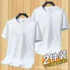 Camiseta de manga curta para verão atacado masculina cor sólida camisa básica moda coreana manga meia estação tamanhos grandes roupas para casais homens