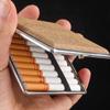 Estuche Vintage de Cuero PU Imitación Grano de Madera Paquete de 20 Estuche para Cigarrillos Gruesos Tendón de Goma de Alta Elasticidad Portátil de Cuero Estuche de Almacenamiento de Gran Capacidad Soporte para Cigarrillos