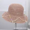 Sombrero de Paja Tejido a Crochet Hecho a Mano Fresco y Sencillo Estilo Japonés para Mujer, Nuevo Modelo de Verano con Adornos de Conchas, Sombrero de Cubo Plegable para Proteger del Sol en la Playa