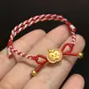 Shenzhen 999 Oro Puro Caricatura Manzana de la Paz Pulsera Tejida Rosa para Año del Zodiaco y Regalo del Día de San Valentín Venta al por Mayor