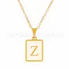 Collar Transfronterizo de Acero Inoxidable 26 Letras Mayúsculas Inglesas para Mujer Titanio Acero Concha Natural Sudamericana Colgante de Joyería 18K
