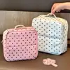 Bolsa de Maquillaje Vertical de Lunares Gran Capacidad Portátil para Viaje Almacenamiento Compartimentado Alto Valor Estético Bolsa para Guardar Artículos de Tocador Productos de Cuidado de la Piel