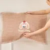 Funda de almohada de algodón puro, Par de algodón, Funda de almohada de gasa de dibujos animados, Antideslizante, Anticaída, Funda de almohada para el hogar, Paquete individual