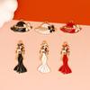 Accesorios DIY Estilo Princesa Chanel Labial Labios Sombrero Aleación Accesorios de Goteo de Aceite Colgante Llavero