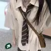 Traje de Uniforme JK Verão Camisa Listrada de Manga Curta Design Feminino Senso de Design Nicho Casual Estilo Japonês Casual Camisa Estilo College Casual