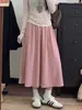 Falda de terciopelo de algodón, modelo otoño 2026, de cintura alta, adelgazante, línea A, bajo amplio, falda de paraguas, elegante, falda de longitud media