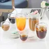 En stock vaso de café de borosilicato de doble capa aislado con forma de huevo transparente de doble capa de vidrio vaso para leche jugo agua