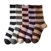 Calcetines para Mujer de Doble Aguja Rayados de Algodón Medias Otoño e Invierno Nuevos Estilo Coreano Combinan con Todo Calcetines para Apilar Suaves Cerosos sin Costuras Calcetines de Luna