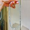 Plata 925 Alta Calidad Luz Fuerte Piedra Lunar Gris Natural Cristal Blanco Collar Cadena Clavícula
