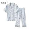 Mi Xi Gato Homem Algodão Pijama Feminino Cetim Verão Capim Trigo Manga Curta Shorts Roupas de Casa conjunto Roupa Externa T