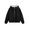 Yidao Roupas Vintage 2026 Outono Novo Estilo Americano Tendência Dupla Face Solto Curto Oversized com Capuz Cardigan Moletom para Homens