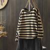 Suéter de Rayas Color Block para Mujer, Corte Holgado, Nuevo Estilo Vintage Otoño 2026, Versátil de Punto Talla Grande