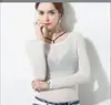 Camiseta Transparente de Malla Negra para Mujer, Otoño 2023, Manga Larga, Sexy, Transparente, Malla Fina. Camisa de Malla Elástica