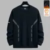 Camiseta de Manga Larga para Hombre Otoño e Invierno Ins Marca de Moda Holgada de Terciopelo Casual Camiseta Base Sudadera con Cuello Redondo Estampada para Jóvenes Estudiantes
