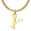 Colar com Pingente de Letra Inglesa em Aço Titânio Banhado a Ouro Real 18K, Design de Nicho, Joia Acessório Simples e de Alto Padrão para Mulheres