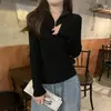 Top Camada Base Costurada com Zíper e Gola Alta Retrô para Mulheres Outono Inverno Slim Fit Roupa Íntima Suéter Tricô Meia-Gola Alta