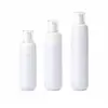 Frasco de loção branco redondo de ombro e fundo, frasco spray de névoa fina portátil, material de embalagem cosmética de plástico PET, 100ml