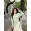 Conjunto Nuevo de Otoño 2026 Estilo Té, Top de Lazo Suave y Ajustado para Figuras Pequeñas, Impresionante Conjunto de Dos Piezas con Falda de Encaje