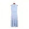 Nuevo Estilo de Principios de Verano Vestido de Punto Hueco al por Mayor Cuello Redondo Sin Mangas Jacquard Cintura Ceñida Cola de Pez Largo Vestido de Oficina para Mujer