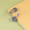 Ciervo Dorado Rey Plata S925 Vintage Paisaje Chino Esmalte Cloisonné Loto Ruyi Calabaza Bolsa Abrible Pendientes