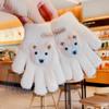 Guantes de invierno para niños, cálidos, resistentes al frío y al viento, para bebés de 1 año, 2 niños y niñas, bonitos dibujos animados de lana de punto de cinco dedos.