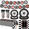 Platos de Papel Desechables, Vasos de Papel, Servilletas de Papel, Banderines, Juegos de Cuchillos Espirales, Suministros de Vajilla para Fiesta de Cumpleaños Temática de Llantas Transfronterizas