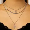 Collar Cruz de Perlas de Múltiples Capas Vintage para Mujer, Estilo Francés Lujo Ligero Accesorios Largos con Borla en Forma de Y de Pedrería