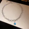 Collar con colgante redondo de circón con incrustaciones de diamantes y encaje, cadena para la clavícula minimalista, joyería de nicho de alta gama para mujer, los más vendidos en Corea y Japón