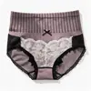Calzones de algodón triangulares sin costuras de encaje de color contrastante de tiro alto para mujer, control de abdomen, moldeadores, moño, lencería sexy para mujer, suministro transfronterizo