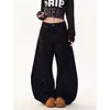 Jeans patchwork retro americano com respingos de tinta e três listras, bainha curva, calça unissex larga e solta, calça longa nova e estilosa