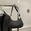 Bolsa Feminina Fashion com Padrão de Crocodilo Cor Sólida Bolsa Baguette para Ombro/Axila Feminina Moda Inverno 2024 Bolsa Texturizada para o Dia a Dia