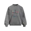 Moletom masculino com estampa floral desgastada, design de silhueta abstrata retrô americana, adequado para primavera e outono, estilo solto e casual, acabamento lavado