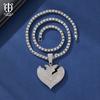 Super Flash Boutique Día de la Madre Explosión de Amor Colgante de Aleación de Zinc Totalmente Incrustado con Diamantes Cadena de Tenis Simple de 4MM Collar para Hombre y Mujer Rap
